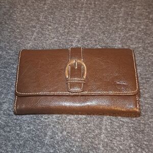 Elegant Brown Leather Women's Clutch